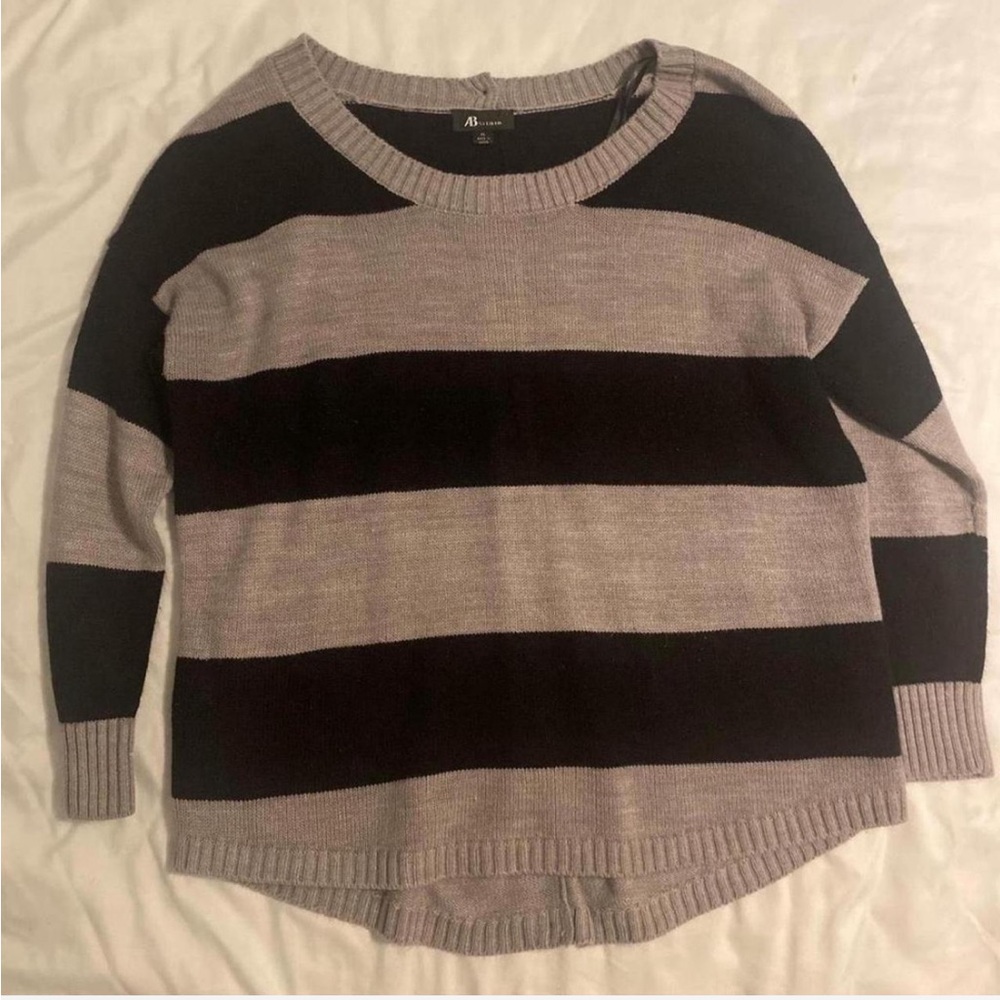 AB Studio Black and Gray Striped Sweater